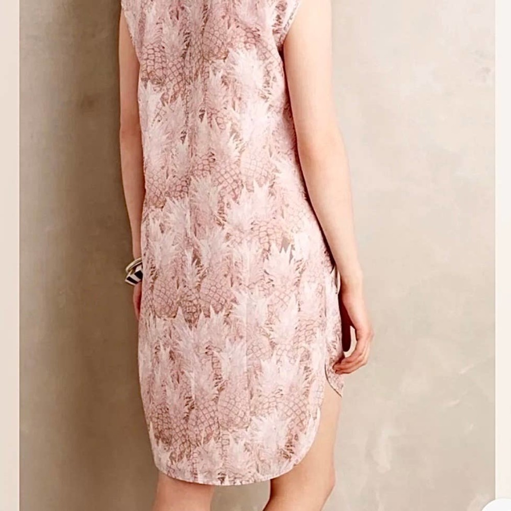 Anthropologie The Odells Pineapple Grove Silk Shift Dress Size S - Picture 2 of 7